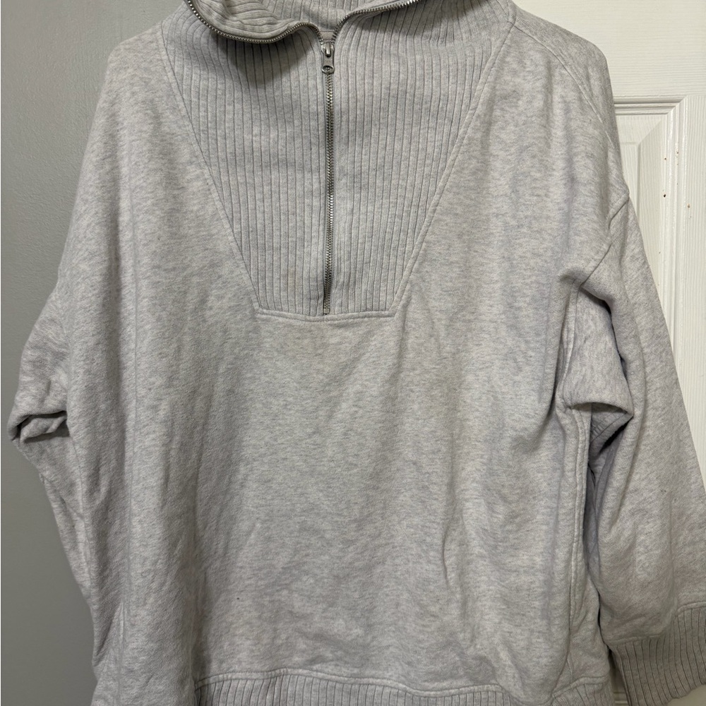 Aerie Light Gray Half-Zip Women's Hoodie